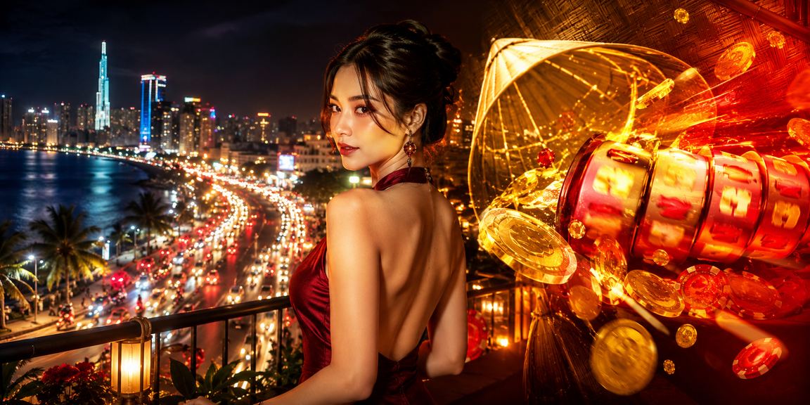Màn hình slot game jackpot tại TP. Hồ Chí Minh với hình ảnh nón lá đặc trưng Việt Nam